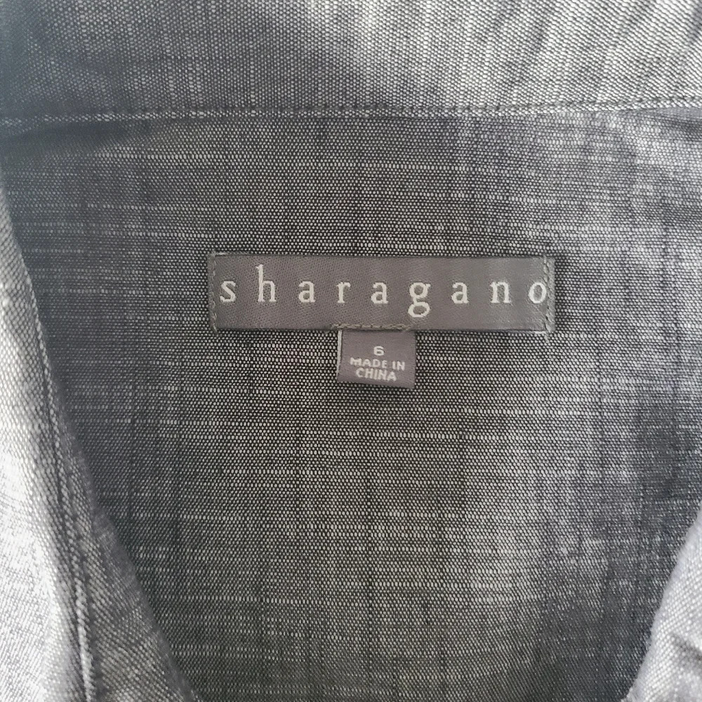 NWT Saharagano dress gray sz.6 rollup sleeves belted - Picture 7 of 12
